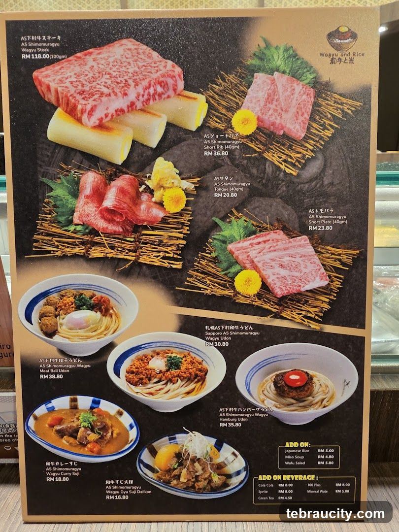 Wagyu and Rice Menu
