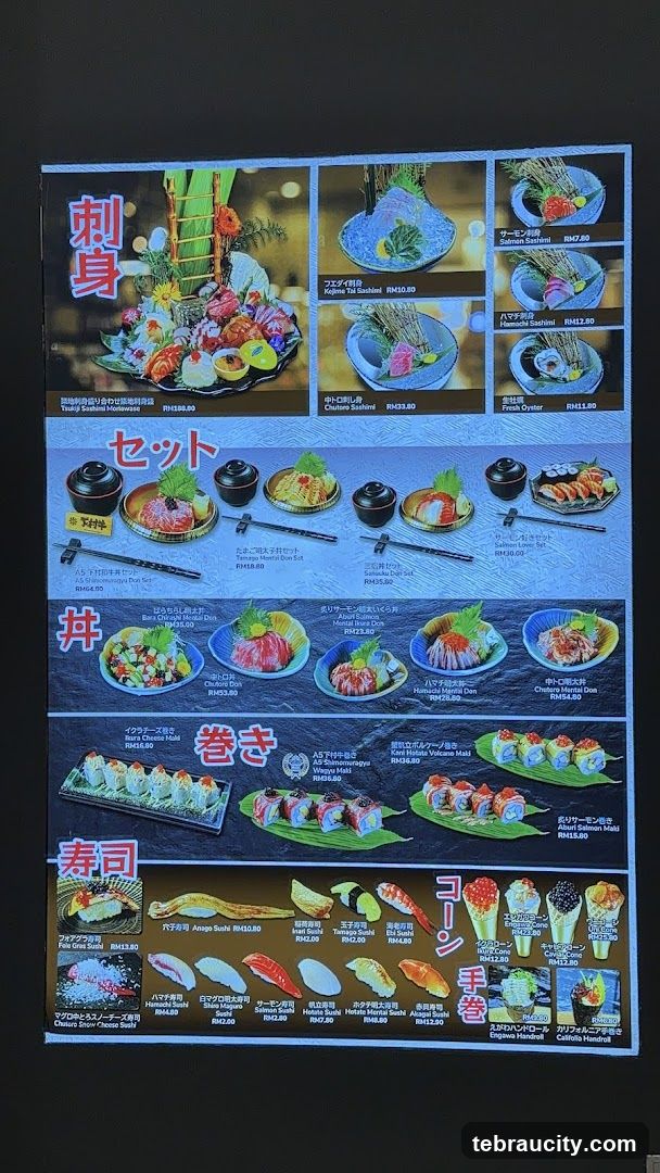 Japanese Sushi Menu