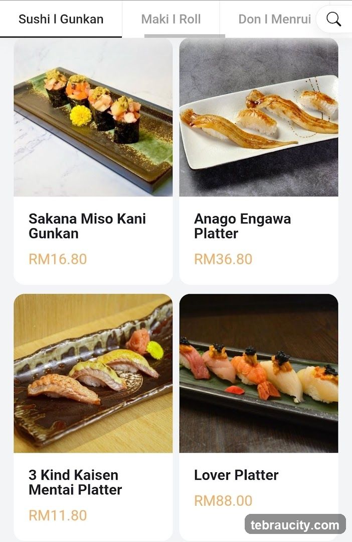Sushi Menu