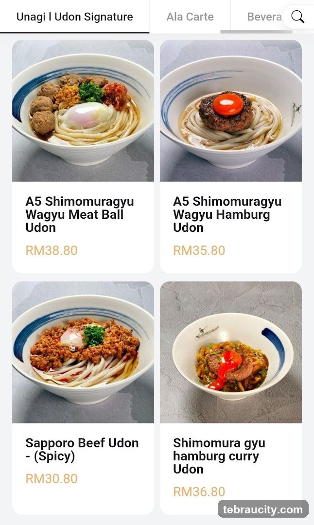 Unagi I Udon Signature Menu