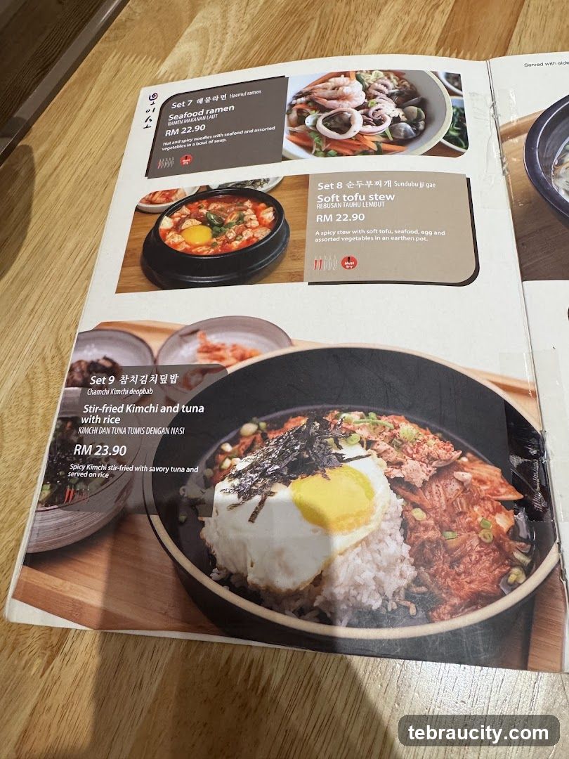 Korean Restaurant Menu Page
