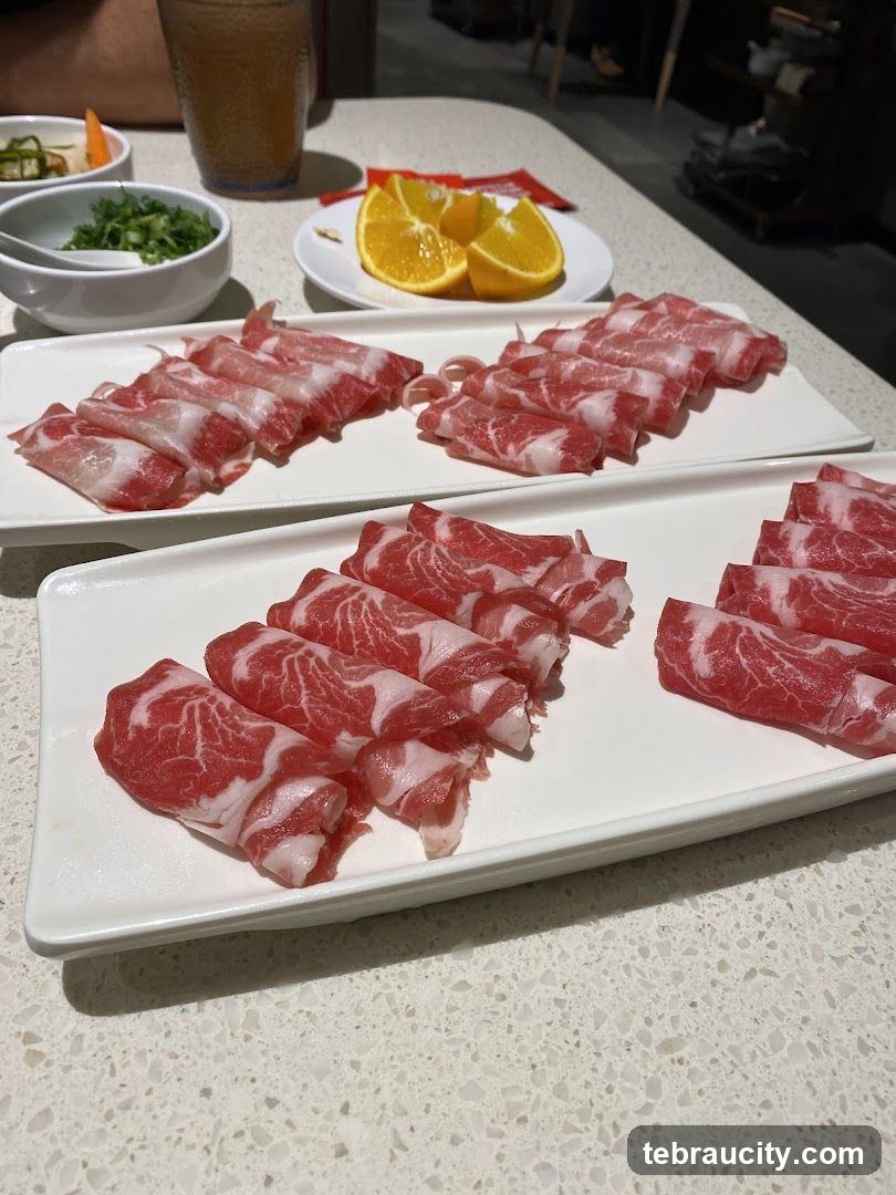 Thinly Sliced Meat and Oranges