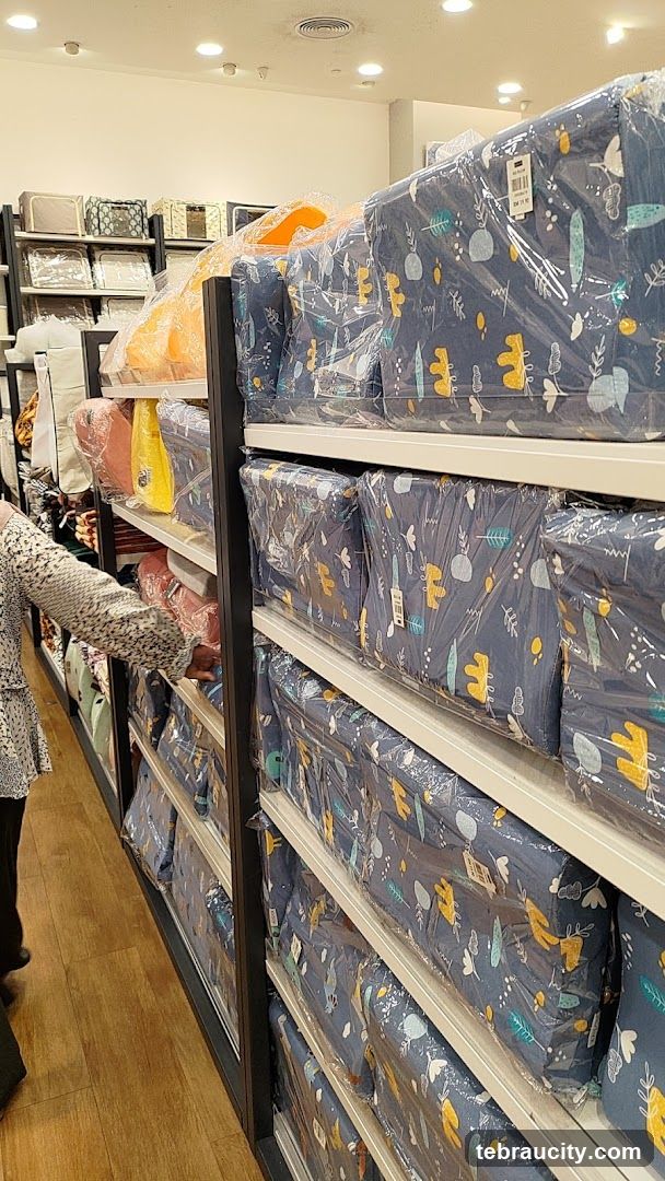 Shelves of Packaged Bedding