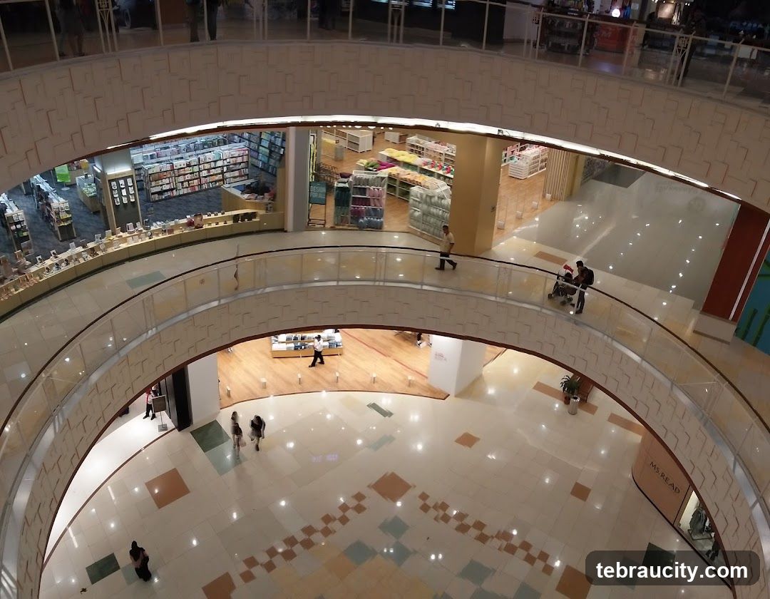 Interior of a multi-level shopping mall