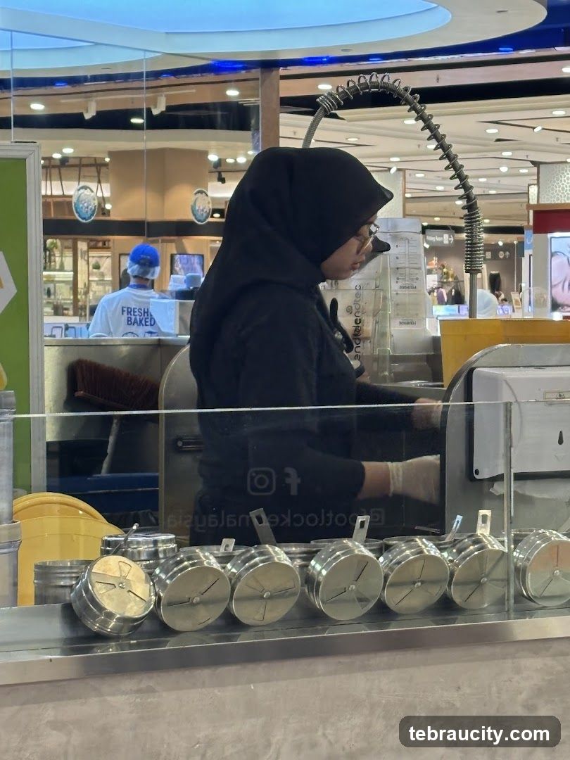 Food preparation at a stall