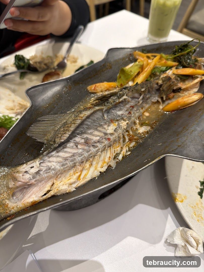 Half-eaten fish dish