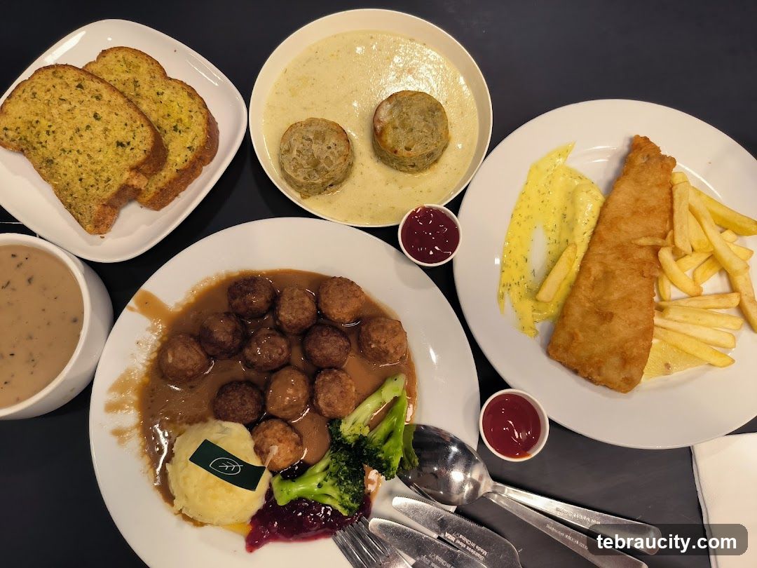Swedish Meatballs and Fish and Chips