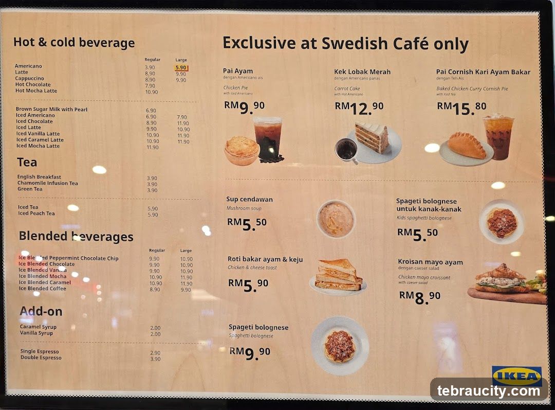 Swedish Cafe Menu