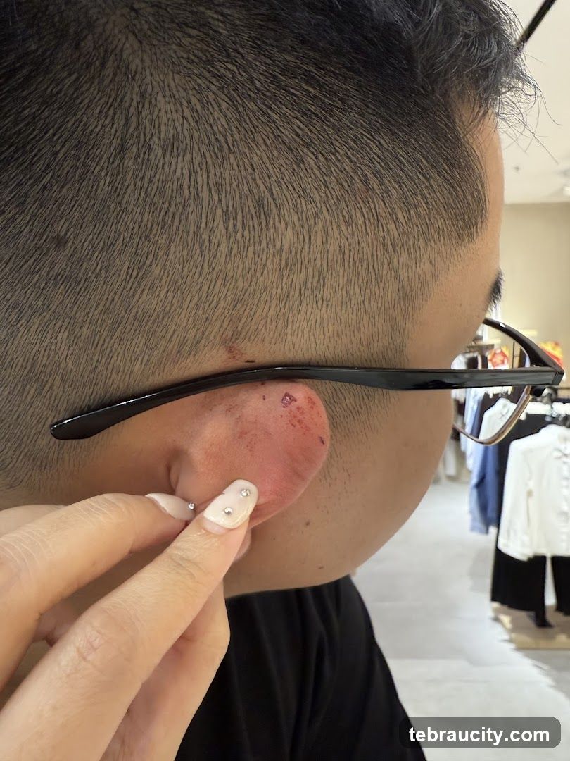 Person's Ear with Jewelry
