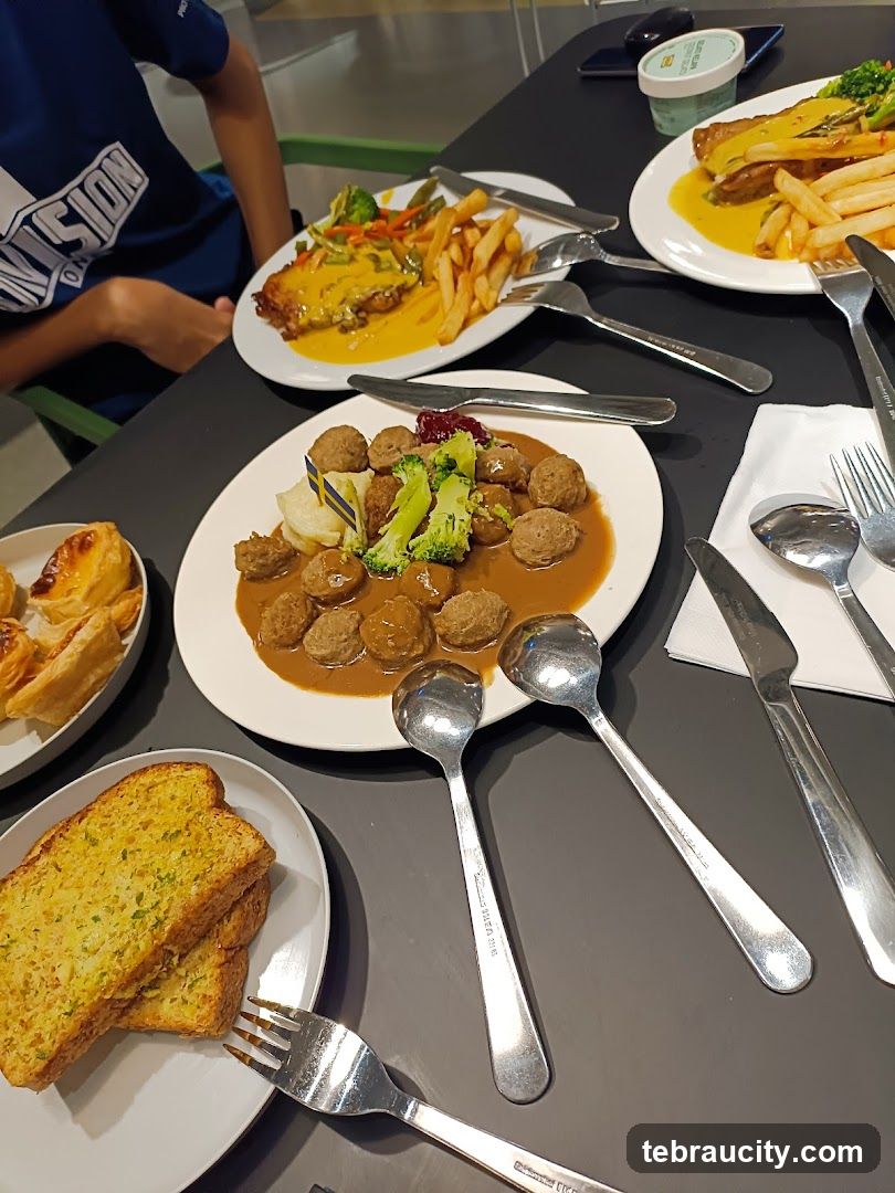 Table with food and cutlery