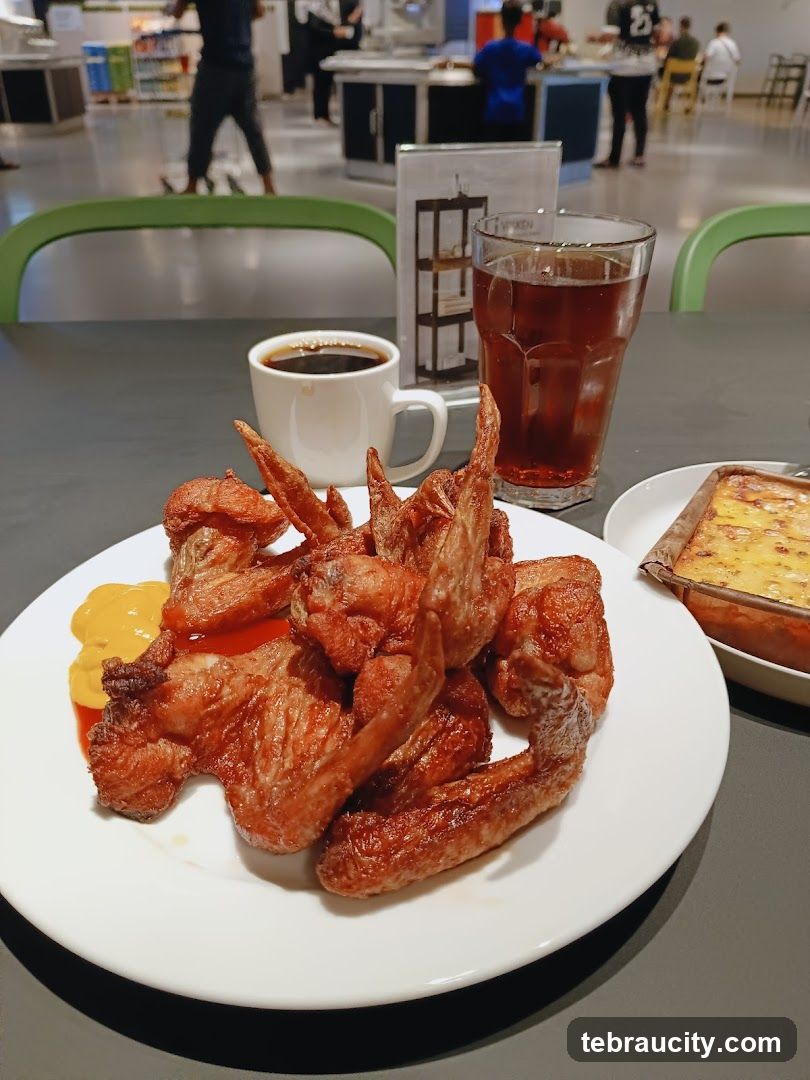 Fried Chicken Wings with Coffee and Drink