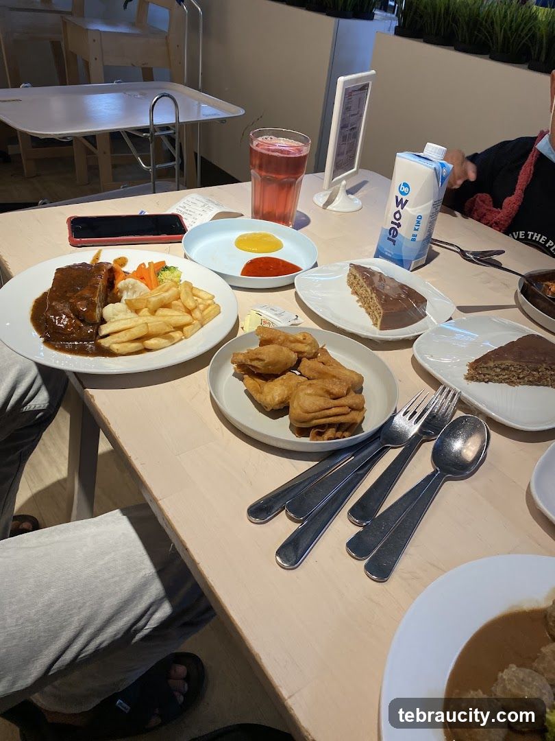Table with food and drinks