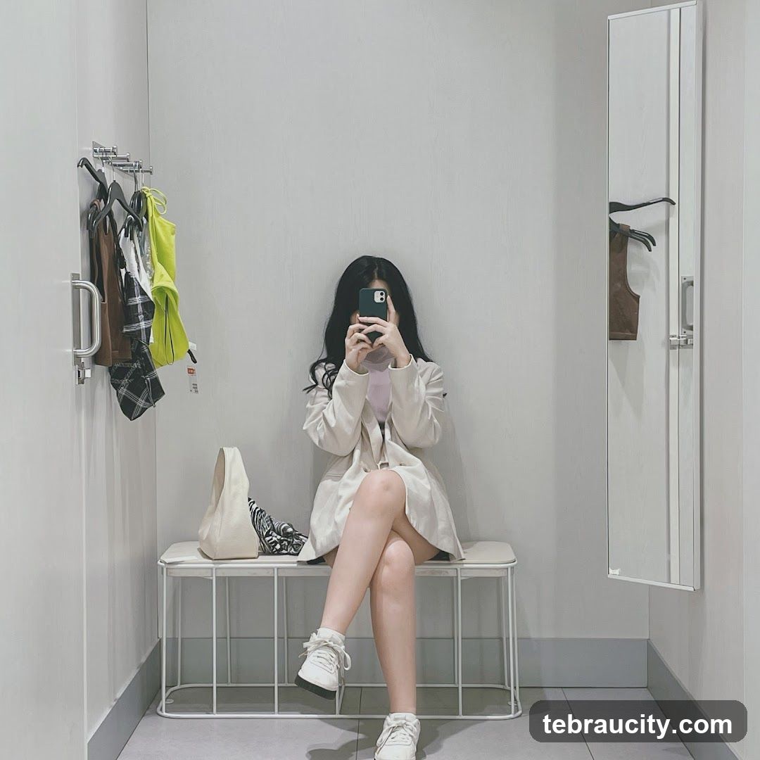 Woman Taking Selfie in Fitting Room