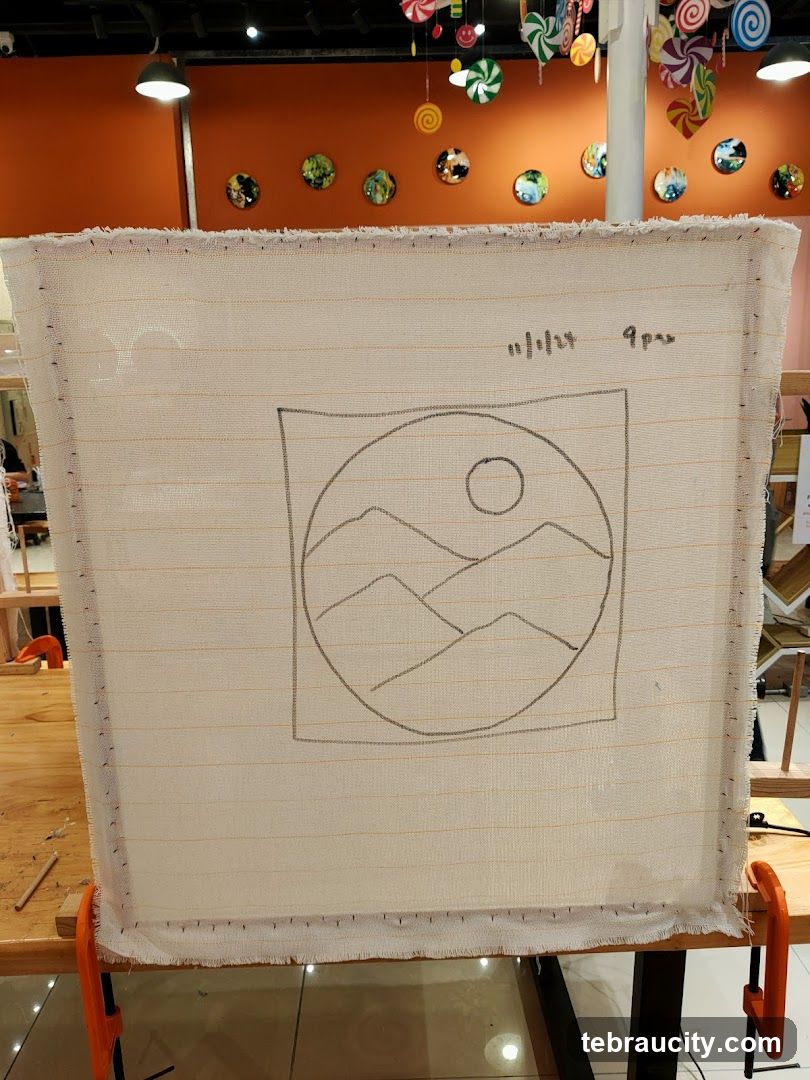 Rug canvas with mountain design