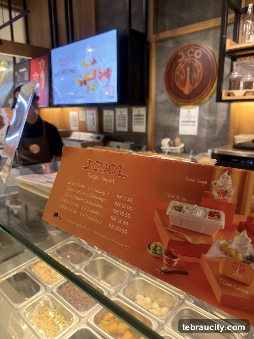 J.COOL Frozen Yogurt Menu