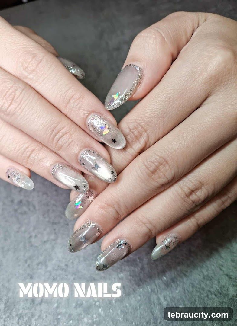 Nails with Stars and Glitter