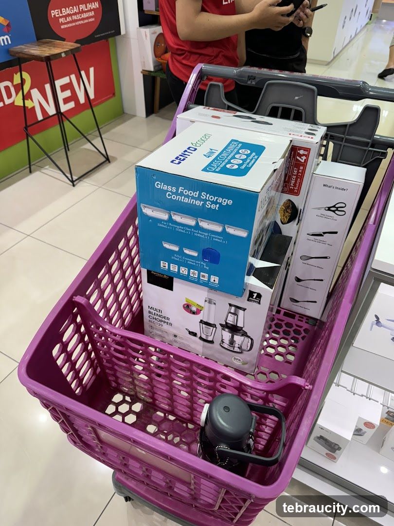 Shopping Cart with Kitchen Appliances
