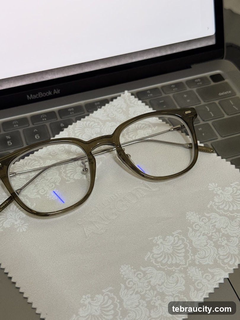 Eyeglasses on a laptop