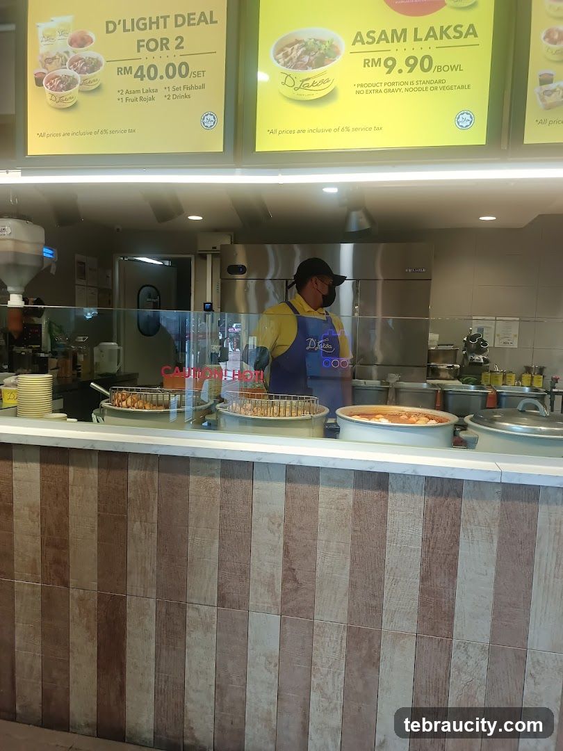 Food stall counter with menu boards