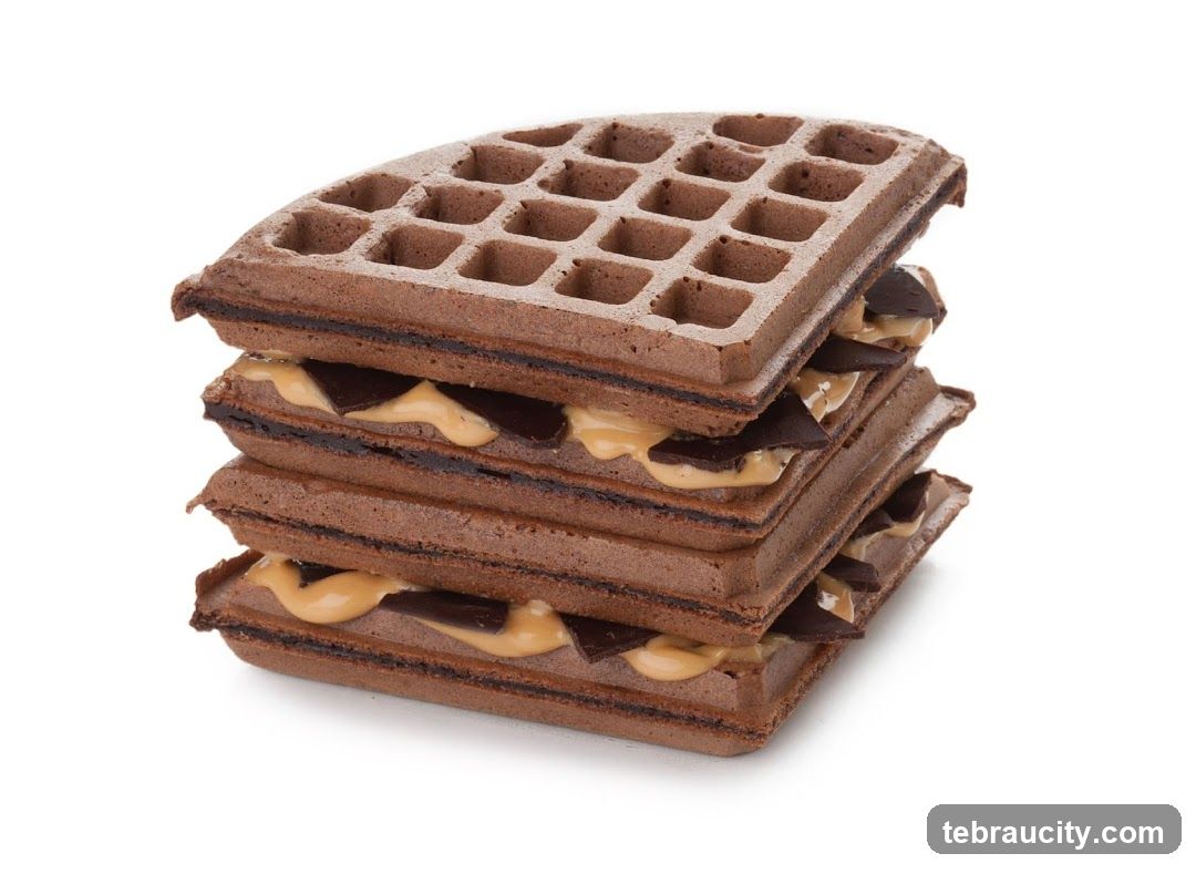 Chocolate Waffles with Peanut Butter and Chocolate Chips