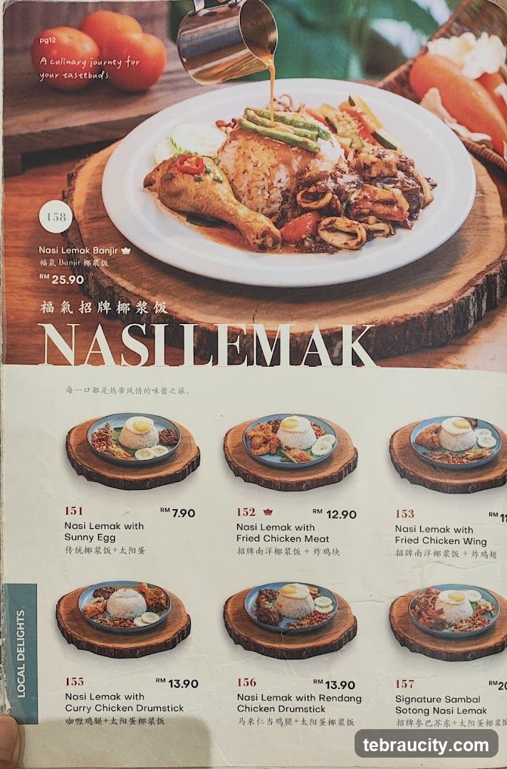 Nasi Lemak Menu