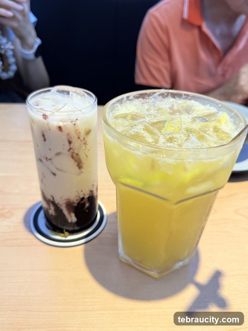 Two drinks on a table