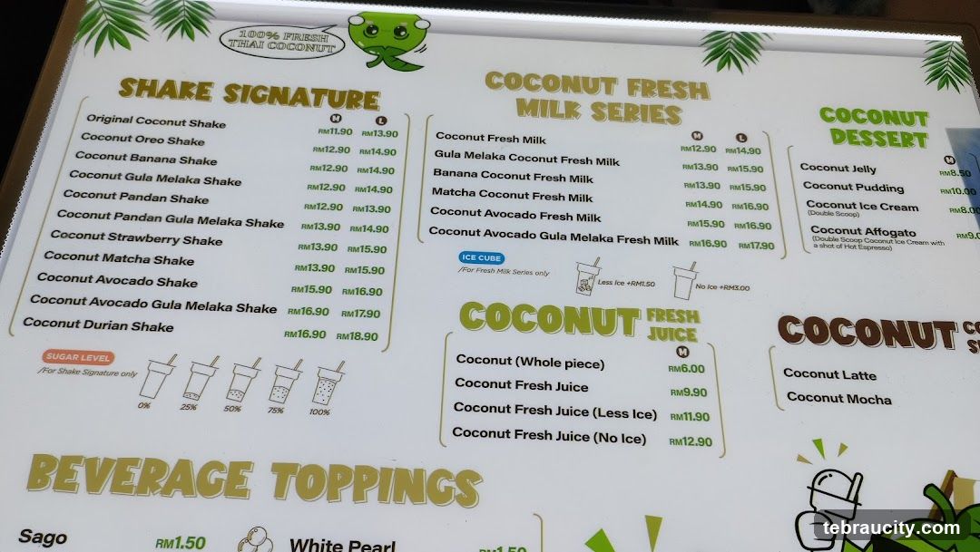 COCONUT FRESH DRINKS MENU