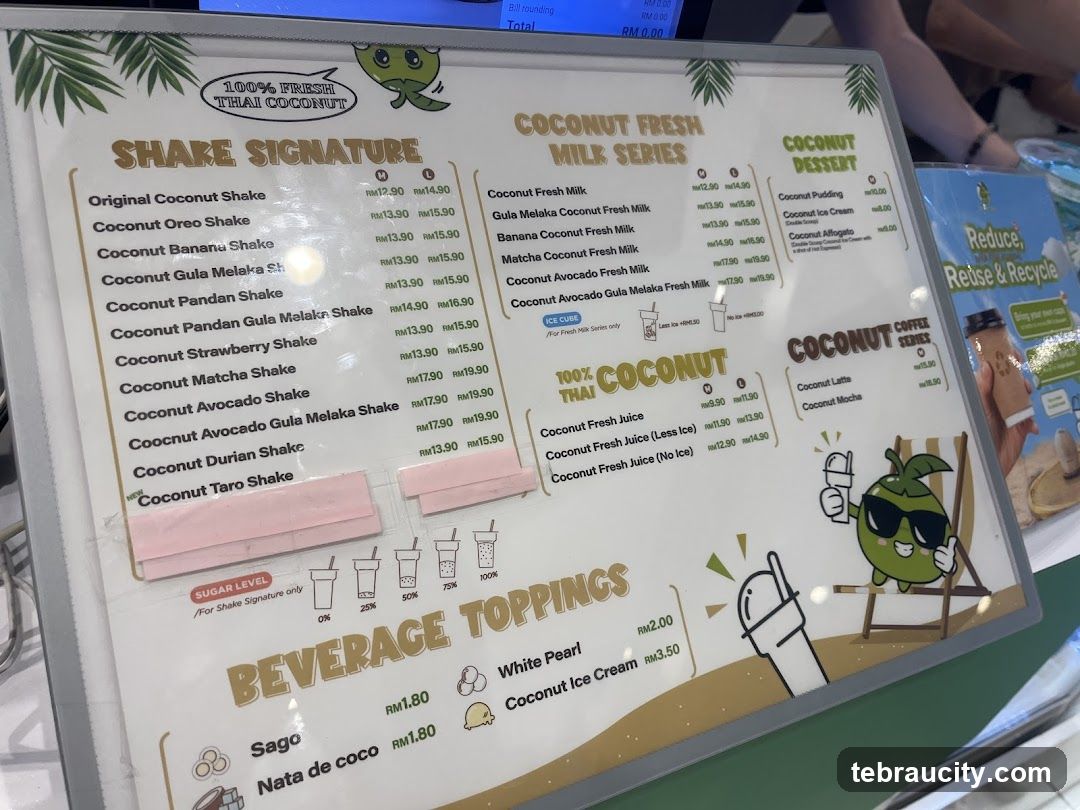 Coconut Fresh Drinks Menu