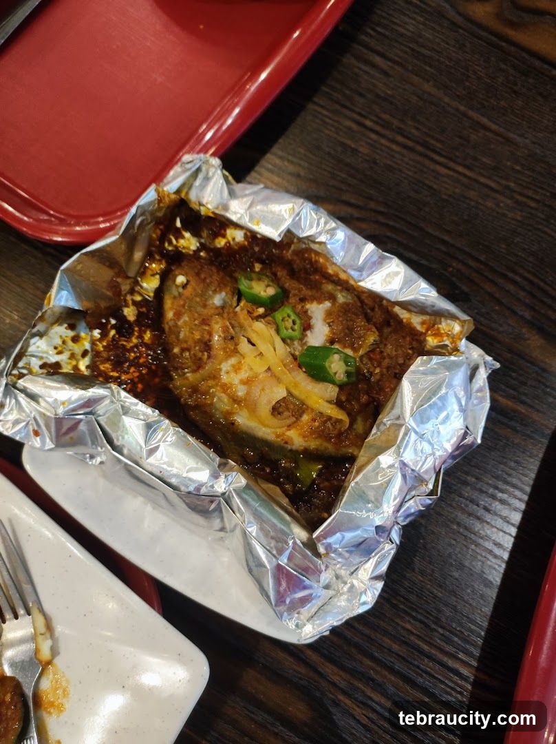 Foil-wrapped fish dish