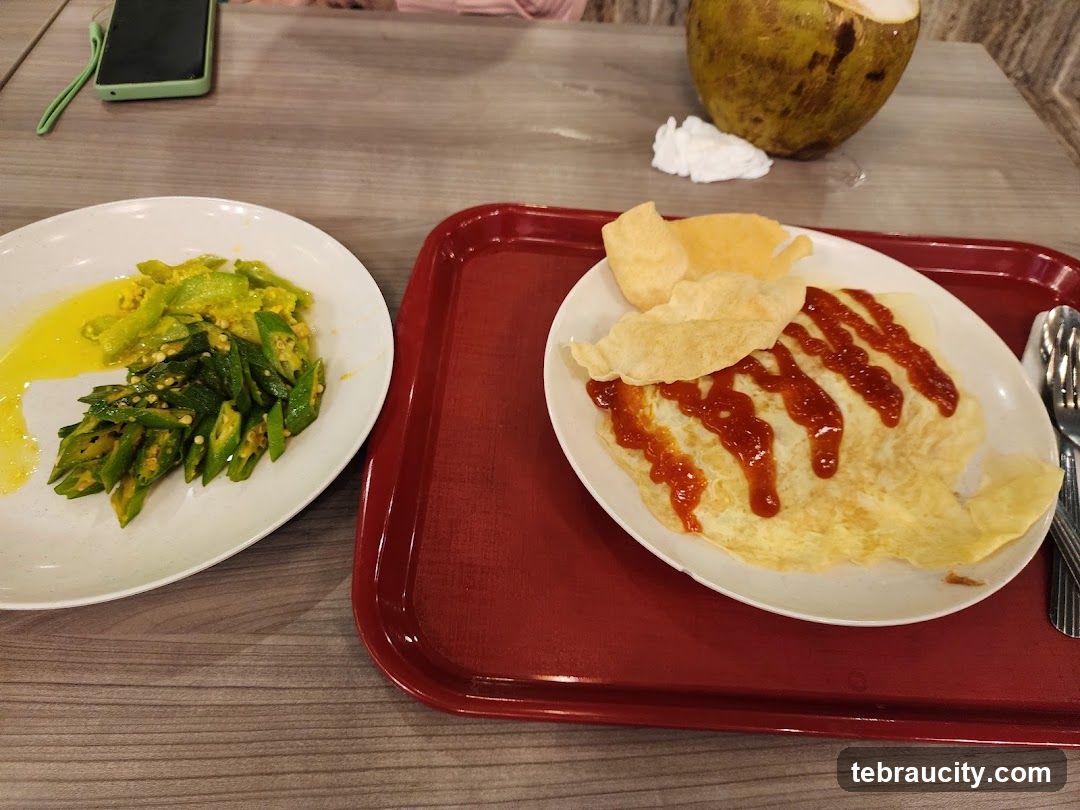 Omelette with Ketchup and Okra Dish