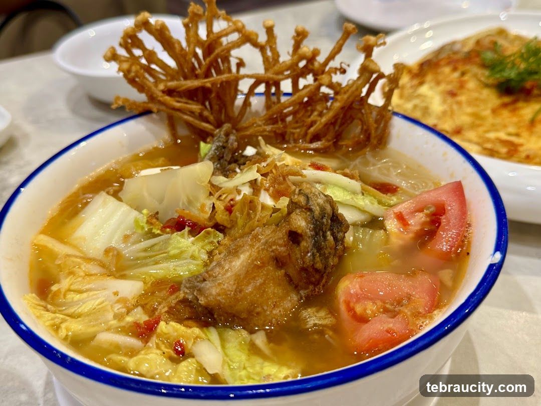 Soup with Fried Enoki Mushrooms