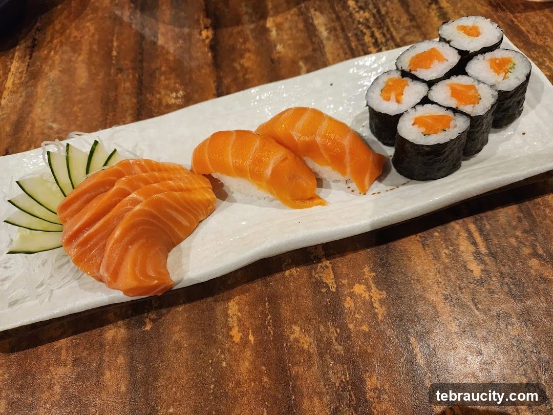 Salmon Sashimi and Sushi Rolls