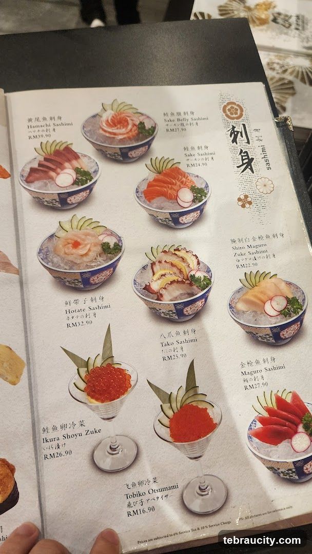 Sashimi Menu
