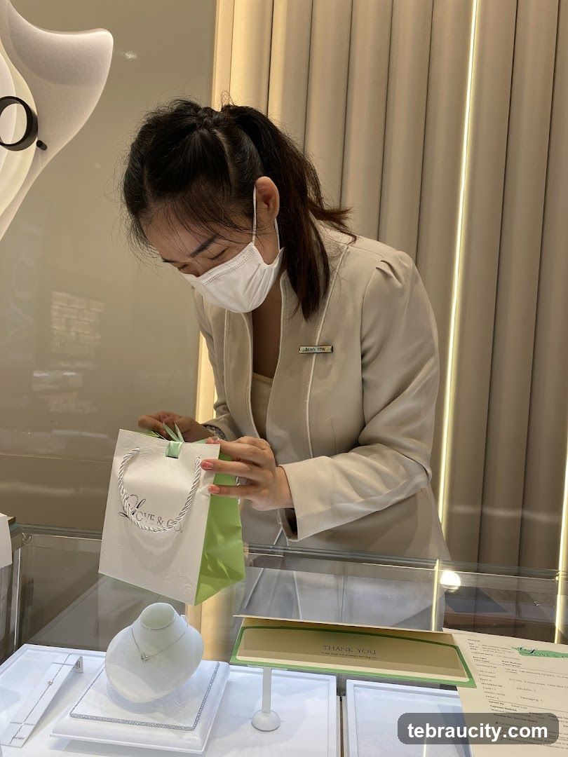 Jewelry Store Employee with Shopping Bag