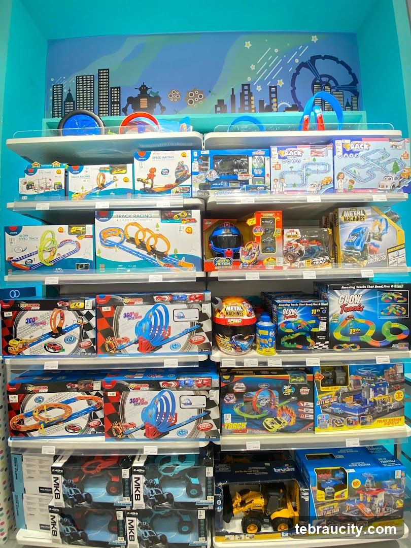 Toy car tracks and vehicles