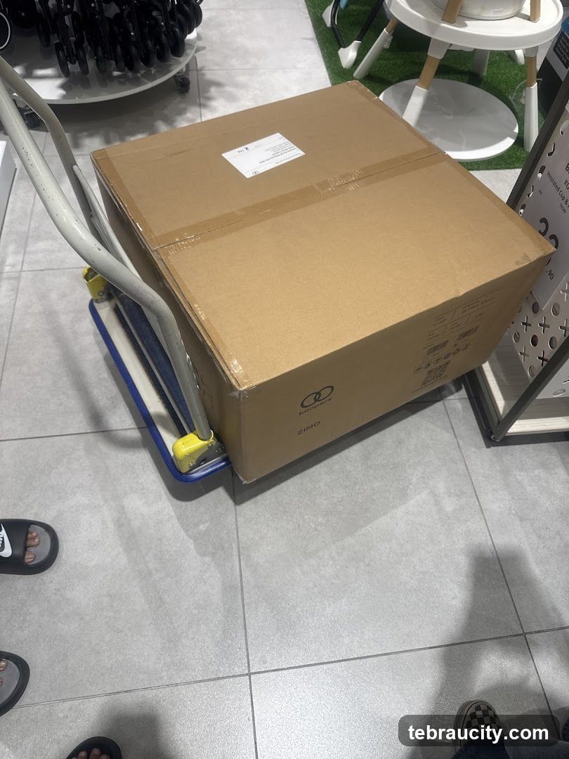 Cardboard box on a trolley
