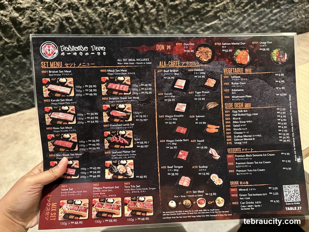 Yakiniku Tora Menu