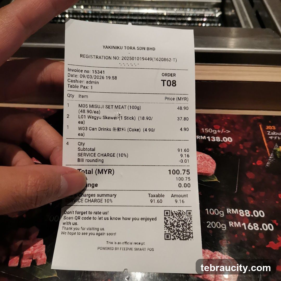 Yakiniku Tora Receipt