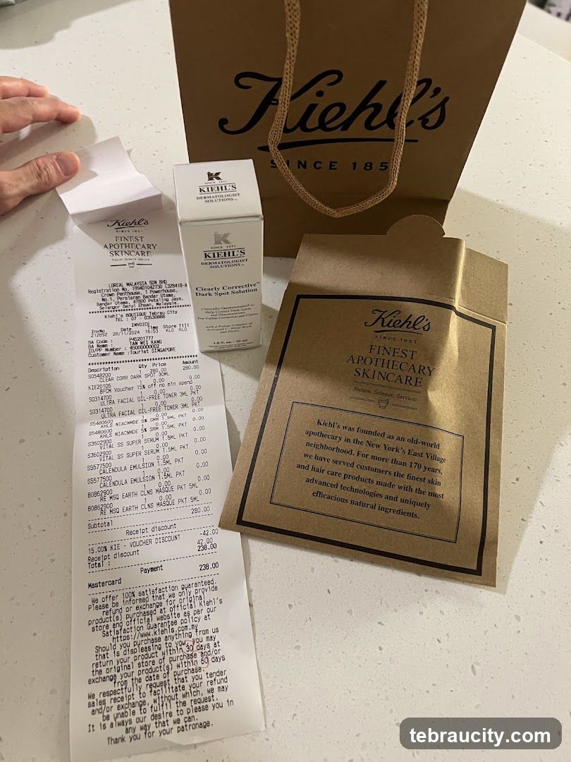 Kiehl's Purchase Receipt and Bag