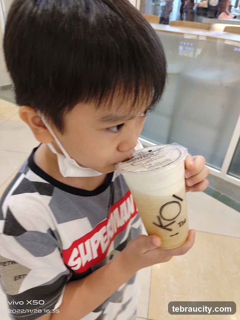 Boy Drinking Bubble Tea