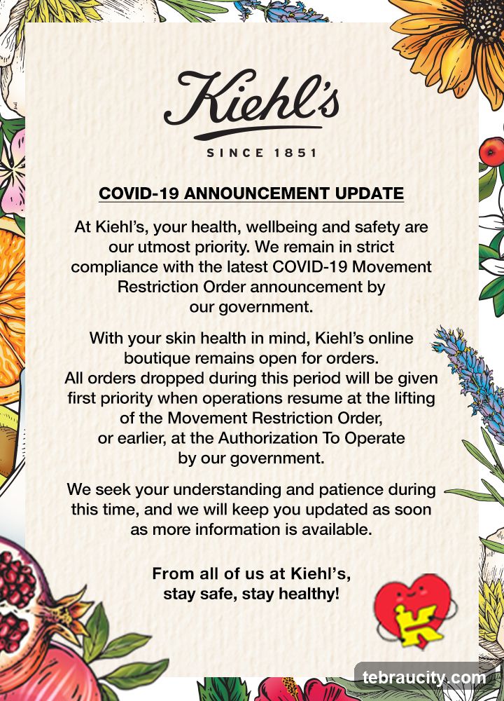 Kiehl's COVID-19 Announcement Update