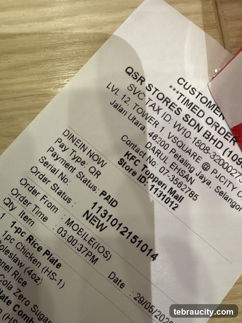 KFC Receipt