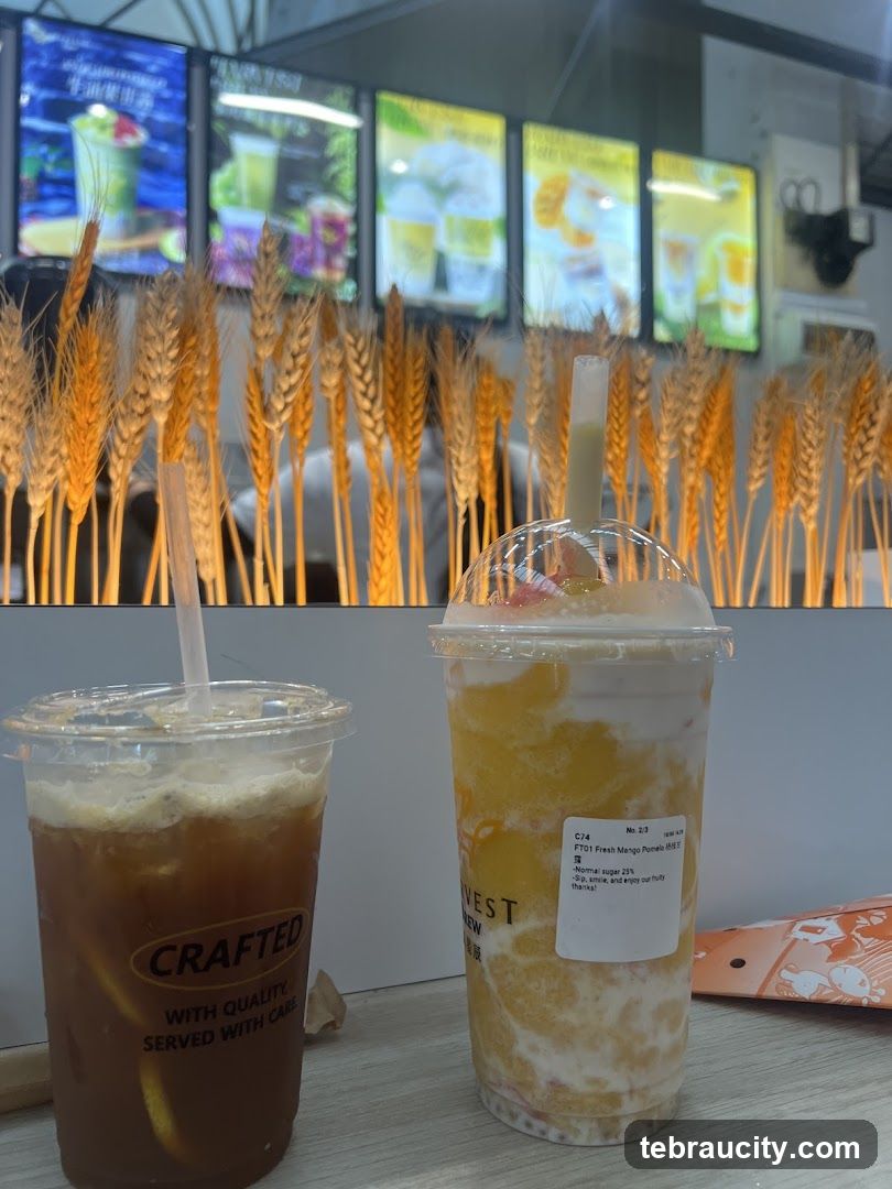 Two drinks with wheat decoration
