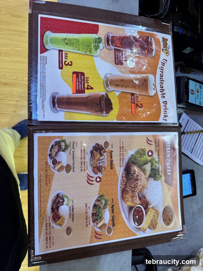 Upgradeable Drinks & Chicken/Beef Menu