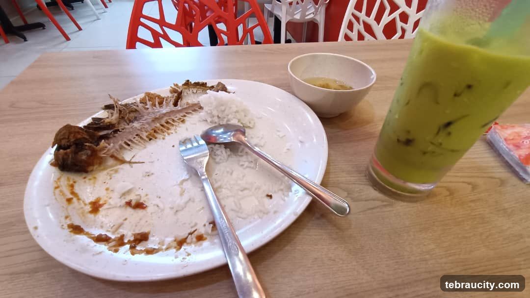Leftover Fish and Rice with Drink