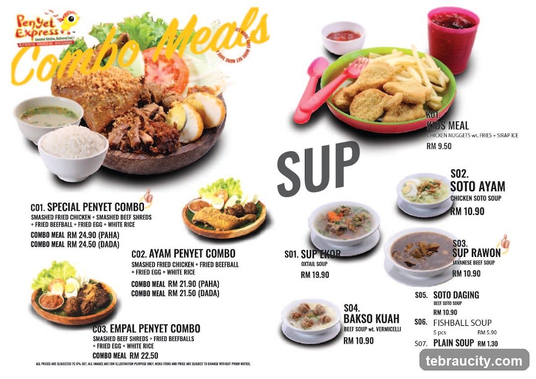 Combo Meals and Soups Menu