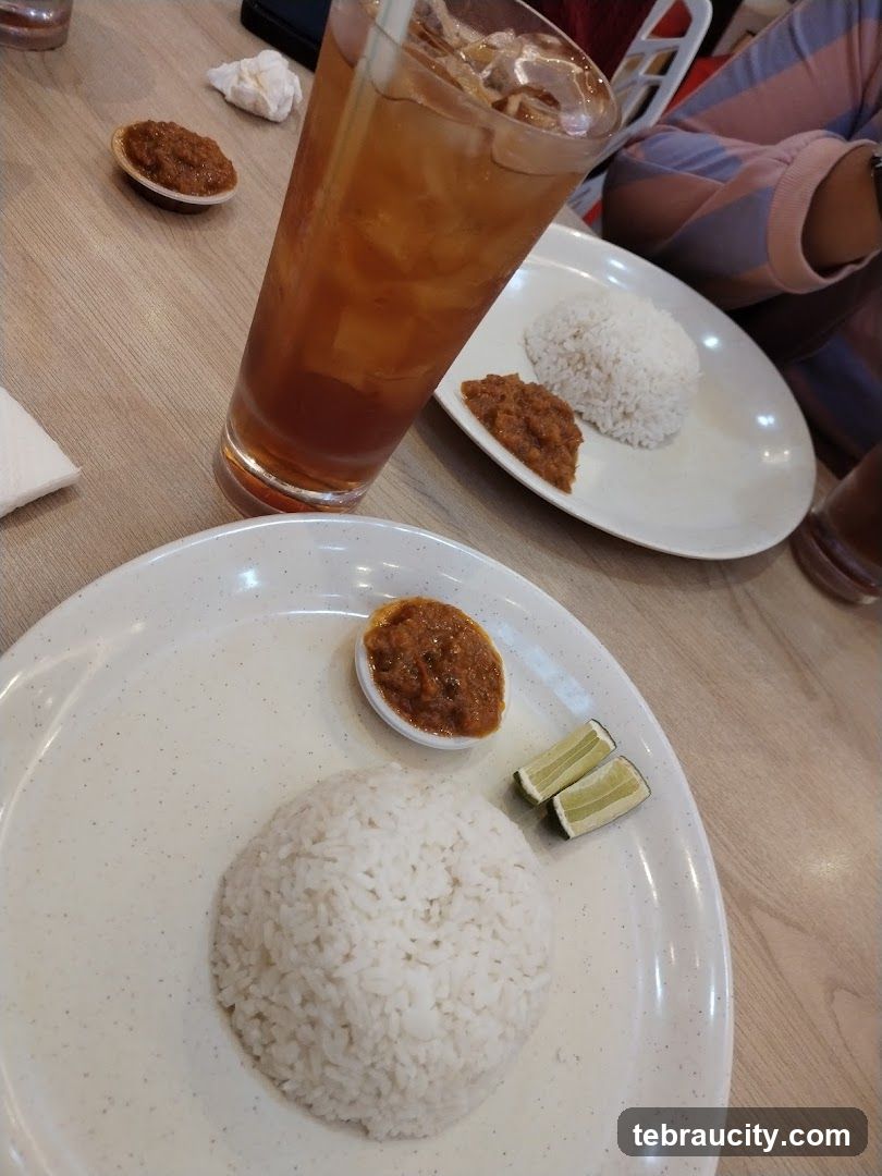 Rice with Sambal and Lime Wedges