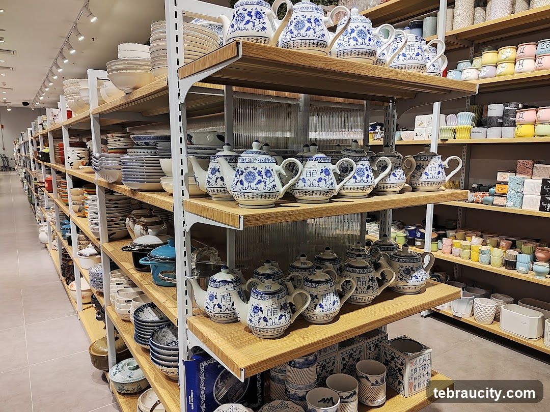 Ceramic Teapots and Tableware Display