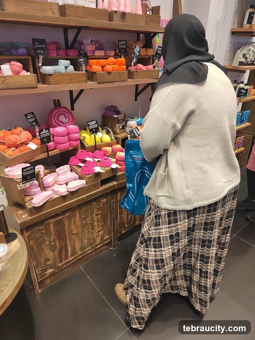 Woman browsing bath bombs