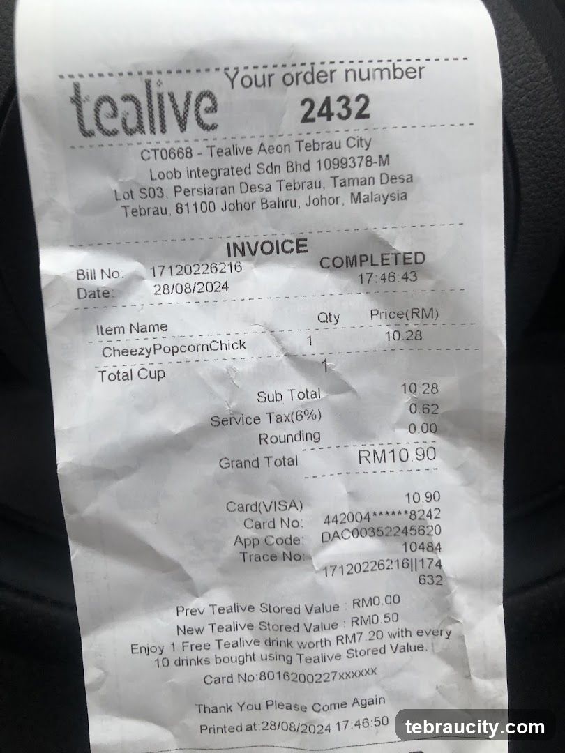 Tealive Receipt